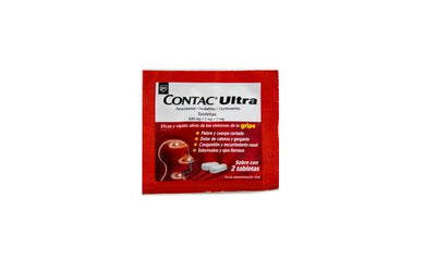 Contac Antigripal Ultra 2 Tabletas 500mg.